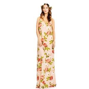 Show Me Your Mumu Maxi Dress Size Medium Womens Floral Print Jolie Pink